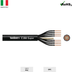 TASKER C282 PVC SUPER Στρογγυλό Καλώδιο Ηχείου Υψηλής Αντοχής για PA, 8x4.00mm, Μαύρο (Κουλ. 100m)