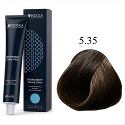 Indola Permanent Caring Color 5.35 Καστανό Ανοιχτό Χρυσό Ακαζού Μόνιμη Βαφή Μαλλιών 60ml