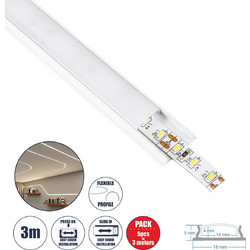 CURVED-PROFILE 70863-3M Προφίλ Αλουμινίου - Βάση & Ψύκτρα Ταινίας LED με Λευκό Γαλακτερό Κάλυμμα - Επιφανειακή Χρήση - Εύκαμπτο με Δυνατότητα Κυρτής Τοποθέτησης - Πατητό Κάλυμμα - Λευκό - 3 Μέτρα - Πα