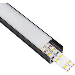 GLOBOSTAR(R) ALP-LINEAR VEXTA 70825-1M Επιφανειακό Προφίλ Αλουμινίου με Λευκό Γαλακτερό Πατητό Κάλυμμα για Ταινίες LED IP20 - Μαύρο + Λευκό - Μ100 x Π3 x Υ2cm 70825-1M