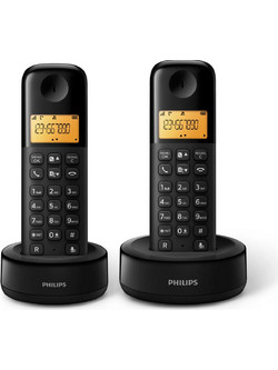Philips D1602 Ασύρματο Τηλέφωνο Σετ Duo Μαύρο