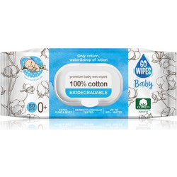 GoWipes Baby 100% Cotton Biodegradable παιδικά απαλά υγρομάντηλα για ευαίσθητο δέρμα 0+ 50 τμχ