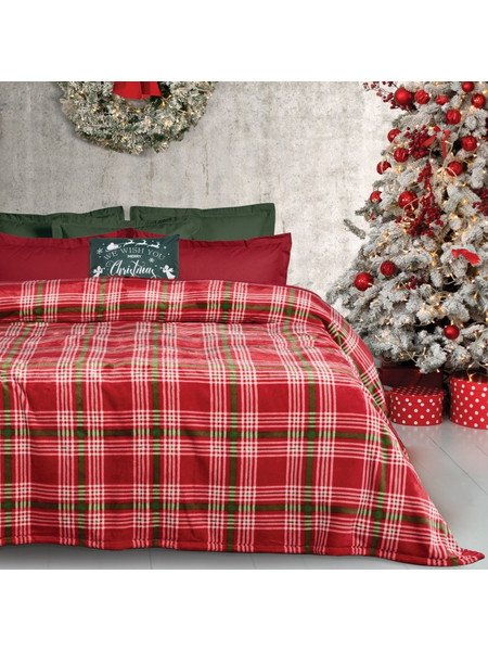 DAS HOME ΚΟΥΒΕΡΤΑ FLEECE 220Χ240 1361 GREEN, RED