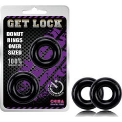 Chisa Novelties Get Lock Donut Rings Σετ Ελαστικά Δαχτυλίδια Πέους 1.8cm Μαύρα 2τμχ