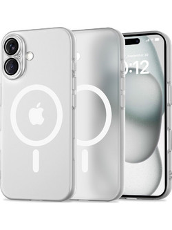 Θήκη Apple iPhone 16 - Tech-Protect MagSlim Σκληρή Ημιδιάφανη με MagSafe & Πλαίσιο Κάμερας - Matte / White (5906302311262)