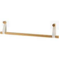 Βέργα πετσέτας bamboo με δερμ.λουριά λευκά/sticker 55x15cm