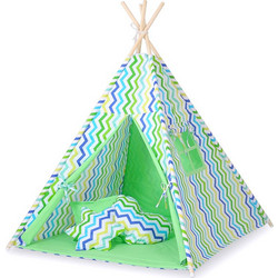 MINI Set: Teepees tent+play mat - Chevron green-blue