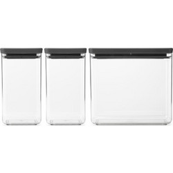 Brabantia 1008879 Σετ κουτιών αποθήκευσης προϊόντων Tasty+ Stackable 2x1.6L+1x3.5L Dark Grey