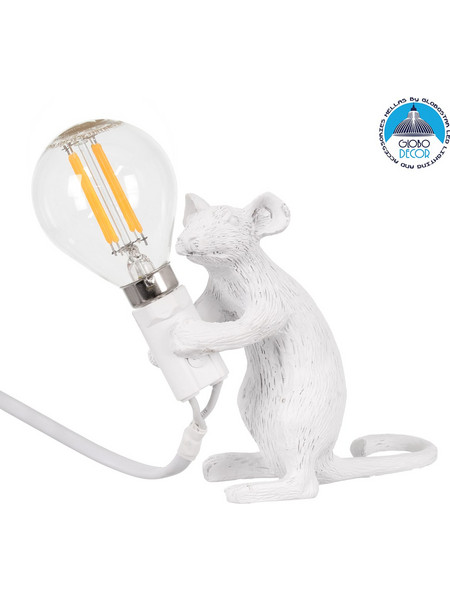 Globostar Mouse 00679 Πορτατίφ E14 Λευκό Π4xΥ10cm