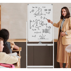 Costway Διπλής Όψης Πίνακας Whiteboard με Ρυθμιζόμενο Ύψος και Αξεσουάρ CB10563WH