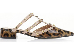Mules animal print λουστρίνι με χρυσά τρουκς