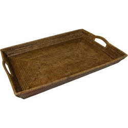Δίσκος Rattan Extra Large Καφέ Caspari (65x45x13 cm)