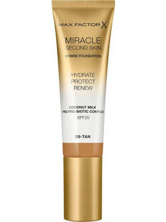 Max Factor Miracle Second Skin Hybrid 09 Tan Liquid Foundation SPF20 30ml