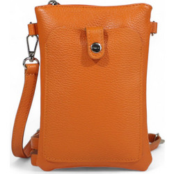 Passaggio Leather Γυναικείο Τσαντάκι Χιαστί Δερμάτινο Πορτοκαλί με Στενό Λουρί 5366-KR-11