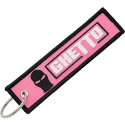 Ghetto Logo Keychain Black/Pink Color | Embroidered Street Keyring