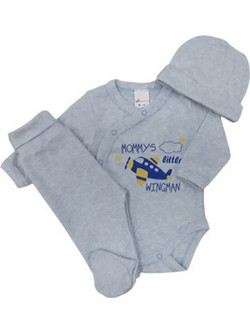 Beboulino Mommy's Little Wingman Βρεφικό Σετ Νεογέννητου Γκρι 80408510021