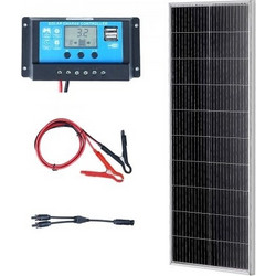 VEVOR 100W Μονοκρυσταλλικό Κιτ Ηλιακού Πάνελ 12V Ηλιακό Πάνελ & Ρυθμιστής Φόρτισης
