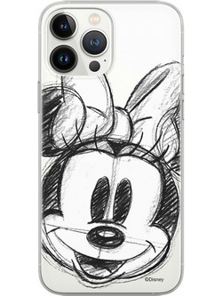 Disney Case Apple iPhone 15 Pro Minnie Partial Print Sketch Transparent