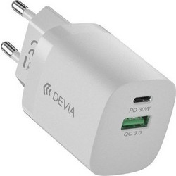 Devia Smart Series Φορτιστής Χωρίς Καλώδιο 30W Power Delivery & Quick Charge 3.0 White