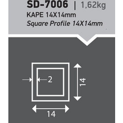 Καρέ αλουμινίου 14x14 Ανοδίωση SD-7006 Styledoors (τιμή βέργας) 6μ