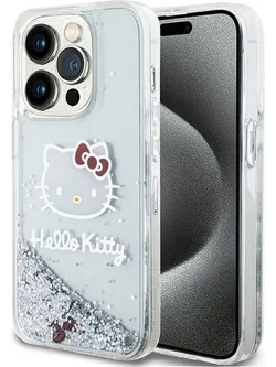Hello Kitty Liquid Glitter Charms Kitty Head case for iPhone 14 Pro Max - silver - (Hel000029-0)