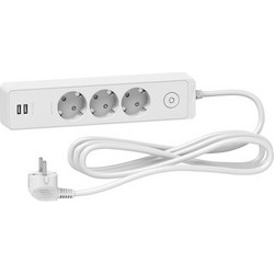 ΠΟΛΥΠΡΙΖΟ 3 ΘΕΣΕΩΝ ΜΕ 3 ΜΕΤΡΑ ΚΑΛΩΔΙΟ ΚΑΙ 2XUSB ΛΕΥΚΟ