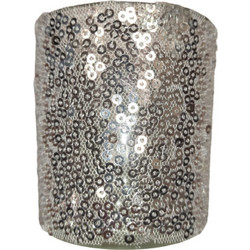 Σετ Κηροπήγιο Γυάλινο Ασημί Παγιέτα decor 7x8cm / 2τμχ