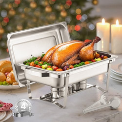 VEVOR 8 Qt 4 Pack Rectangle Chafing Dish Set ZFXBXGSTGK4JFAAX7V0