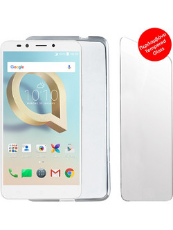 Volte-Tel Combo Alcatel A7 XL 7071 Θήκη Slimcolor Air Λευκή και Tempered 0.30mm