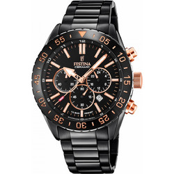 Festina Ανδρικό Ρολόι Χρονογράφος με Μαύρο Μεταλλικό Μπρασελέ F20577/1