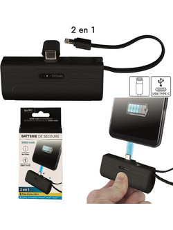Be Mix HT0115 Power Bank 5000mAh με Θύρες USB-C & Lightning Black