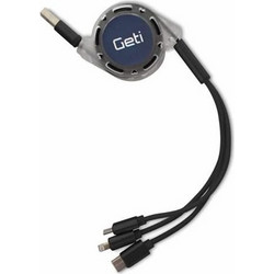 GETI Cable USB 3in1 black retractable (GCU 01)