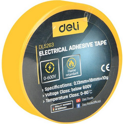 DELI μονωτική ταινία υψηλής αντοχής DL5263, 18mm x 9.15m, κίτρινη