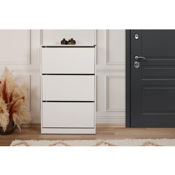 LH-homefurniture Παπουτσοθήκη Flat Λευκό 73x119x26cm SHC-530-BB
