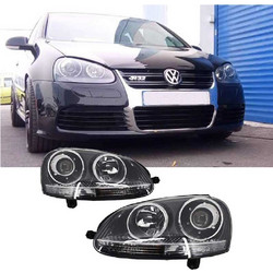 Μπροστινά Φανάρια Set Για Vw Golf V (5) 03-08 Projectors GTI / R32 Look Χρωμίου H7/H7 Με Μοτέρ & E-Mark Carner 0023009