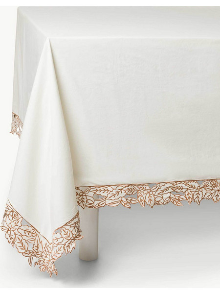 Coincasa τραπεζομάντηλο με κέντημα φύλλων 250 x 150 cm - 007494238 Λευκό
