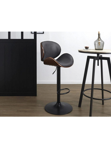 The Home Deco Factory Reno Σκαμπό Μπαρ με Πλάτη & Ρυθμιζόμενο Ύψος Μαύρο 52.5x51x97cm HD6602 3664944182788