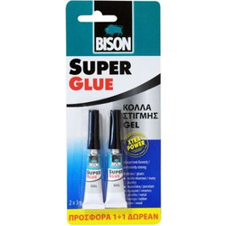 Bison Κόλλα Στιγμής Super Glue Gel (1+1 Δώρο) 3 gr - 7000337