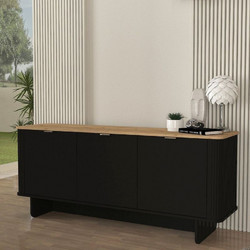 Μπουφές Bohema Megapap χρώμα μαύρο - sepet oak 180x47x76,6εκ