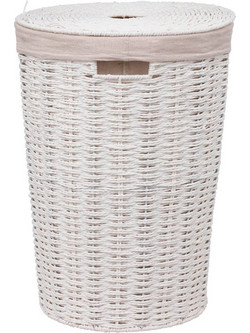 Καλάθι Απλύτων 5Five Vannerie Ψάθινο με Καπάκι 40lt 38x38x52cm Λευκό 174811