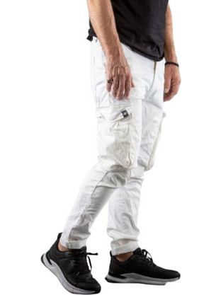 Damaged Jeans Ανδρικό Τζιν Παντελόνι Ελαστικό Slim Εφαρμογή Λευκό DM16
