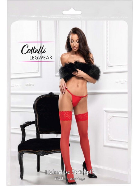 Lace Floral Thigh-Highs Red