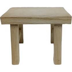 Ξύλινο σκαμπό τετράγωνο σε μπεζ χρώμα 28x25x35cm