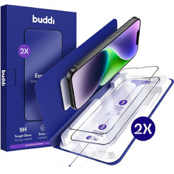 Tempered Glass iPhone 17e / 16e / 14 / 13 / 13 Pro Buddi Easy Fit Full Face Αντιχαρακτικό Γυαλί Προστασίας Οθόνης 2 Τεμάχια - Black (8719246545474)