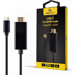 CABLEXPERT USB-C MALE TO HDMI-MALE ADAPTER 4K 30HZ 2M BLACK RETAIL PACK