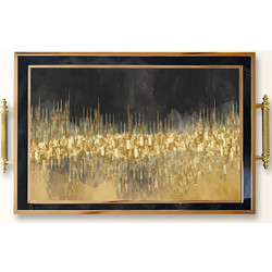 Δίσκος Σερβιρίσματος 244KNG1156 50x29x3,5cm Black-Gold Aberto Design Γυαλί