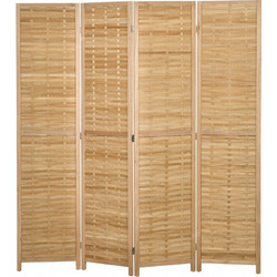 HOMCOM 4-κομμάτι διαχωριστικό χώρου, 160 x 170 cm Πτυσσόμενο παραβάν από μπαμπού για σαλόνι, υπνοδωμάτιο, Φυσικό