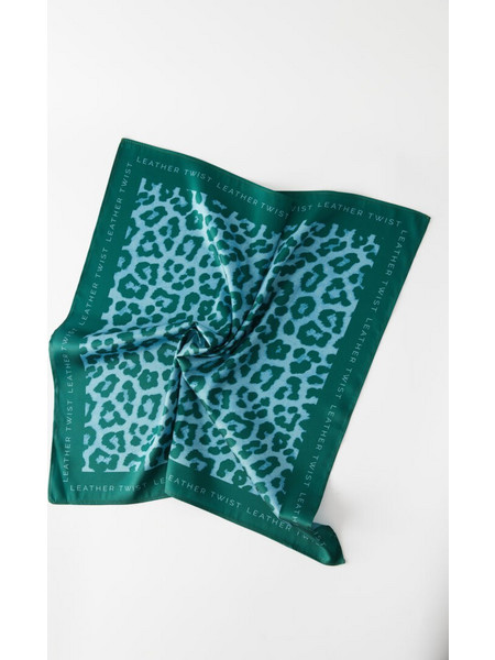Leather Twist KIKA SCARF LEOPARD - BLUE