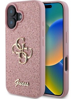 Guess Fixed Glitter Big 4G Logo Case Θήκη προστασίας από σιλικόνη- iPhone 16 (Ροζ - GUHCP16SHG4SGP)