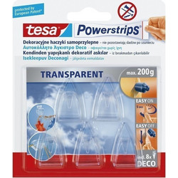 Άγκιστρα Tesa αυτοκόλλητα Powerstrips Deco 5τμχ διαφανές